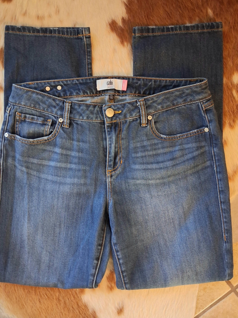 CAbi Women's Straight Leg Jeans in Medium Blue Denim
